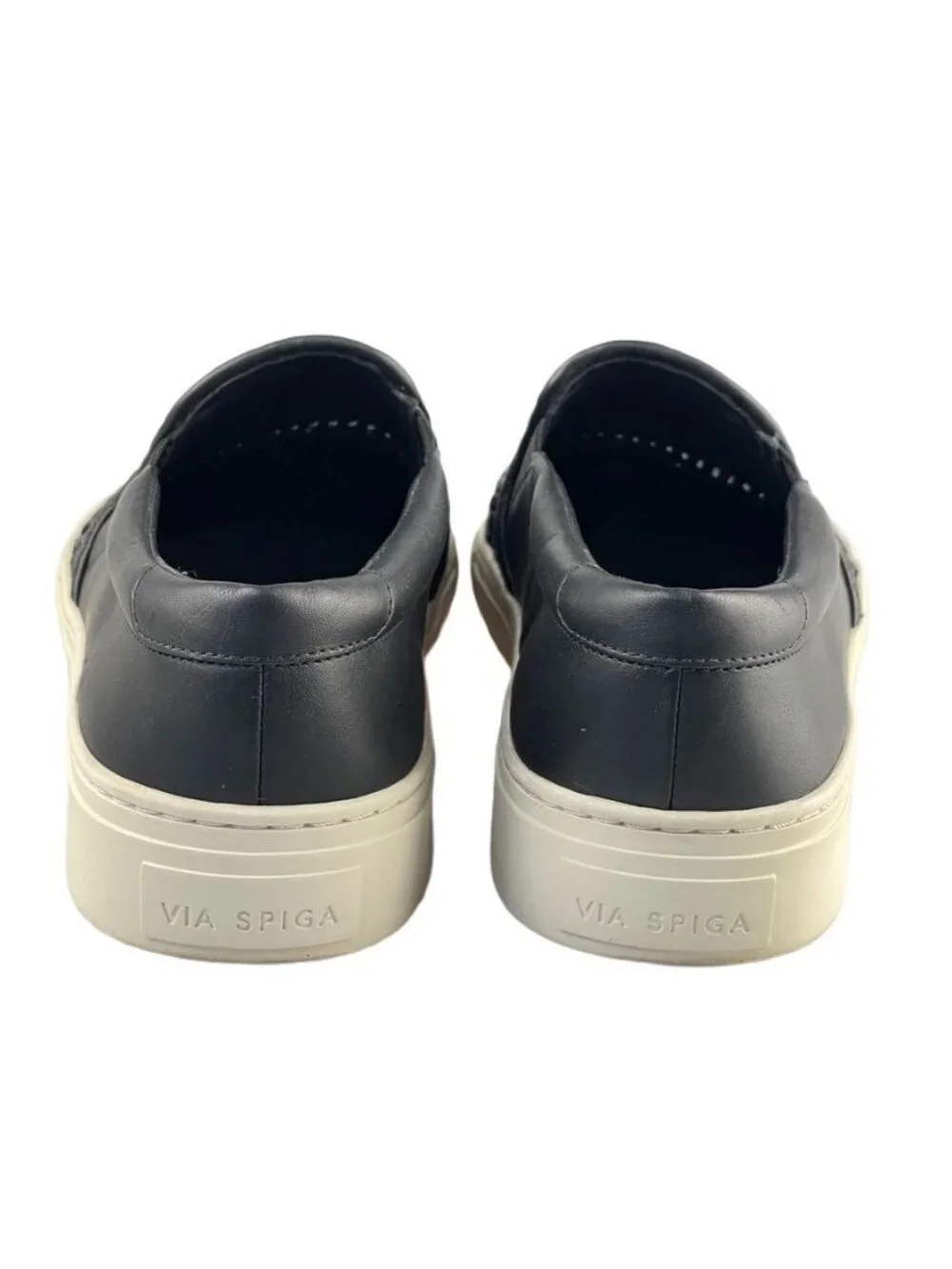 VIA SPIGA Shoes Women's Size 7 Black Woven Leather Loafer Flats